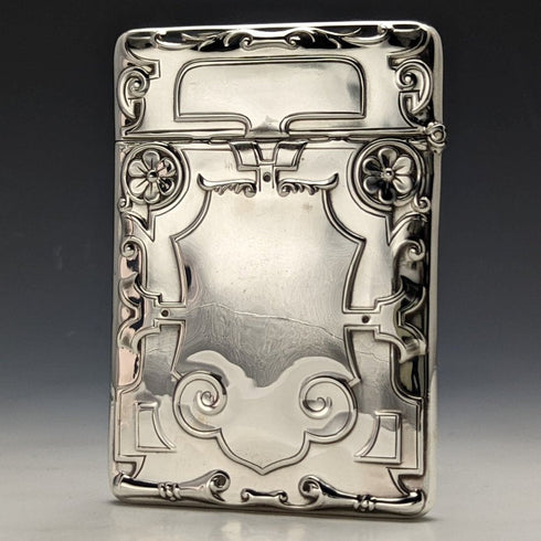 1908 British antique pure silver (925 silver) card case 63g Crisford and Norris